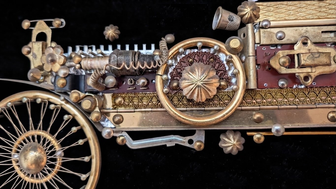 Vintage Framed 3D Car Sculpture – Metal Assemblage Art - photo 3