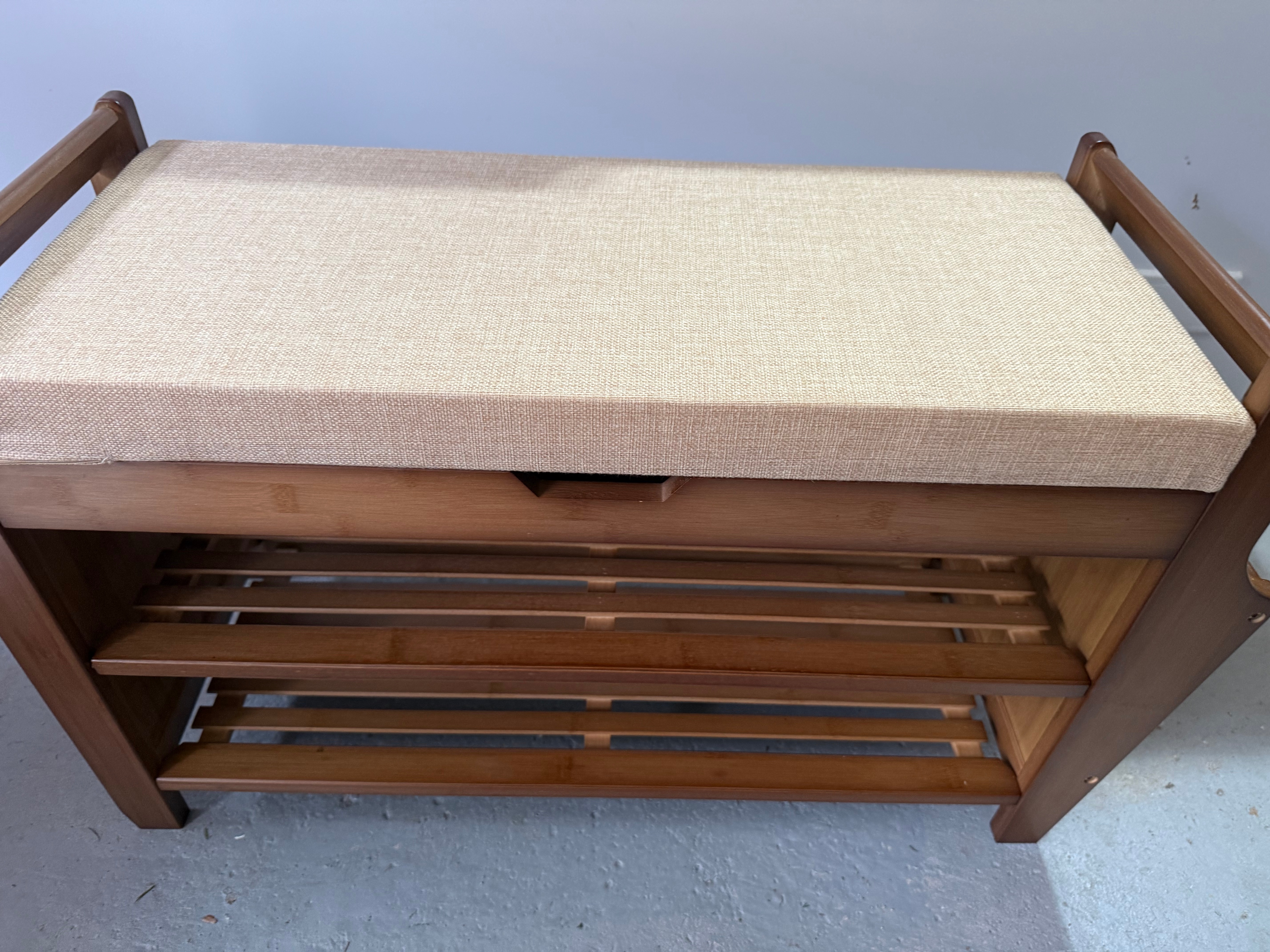 PETKABOO 31.5 Bamboo Shoe Rack Bench with Storage Entryway - photo 3