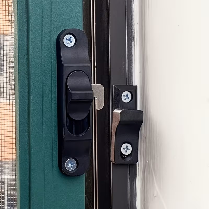 Black Aluminum Alloy Folding Trackless Screen Door Latch - photo 3