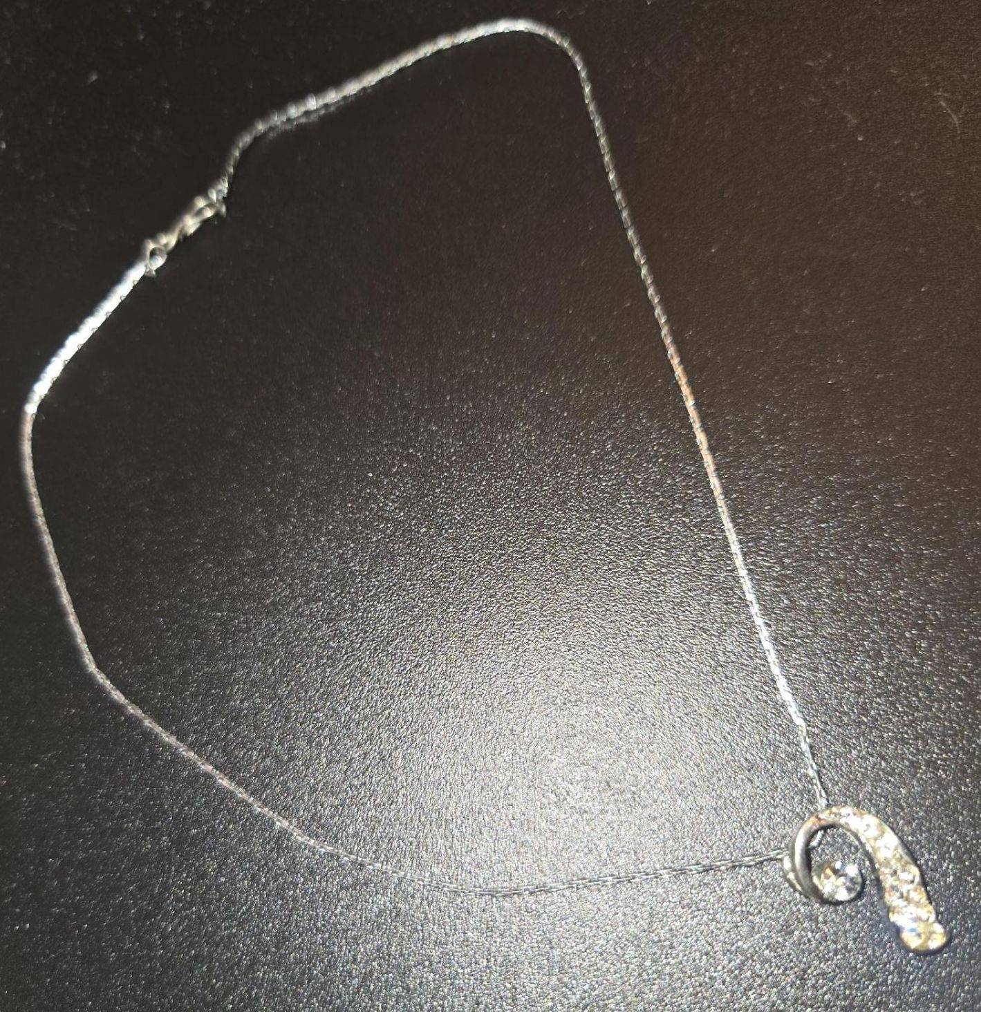 Silver-tone Necklace w/Faux Diamond Pendant - photo 2