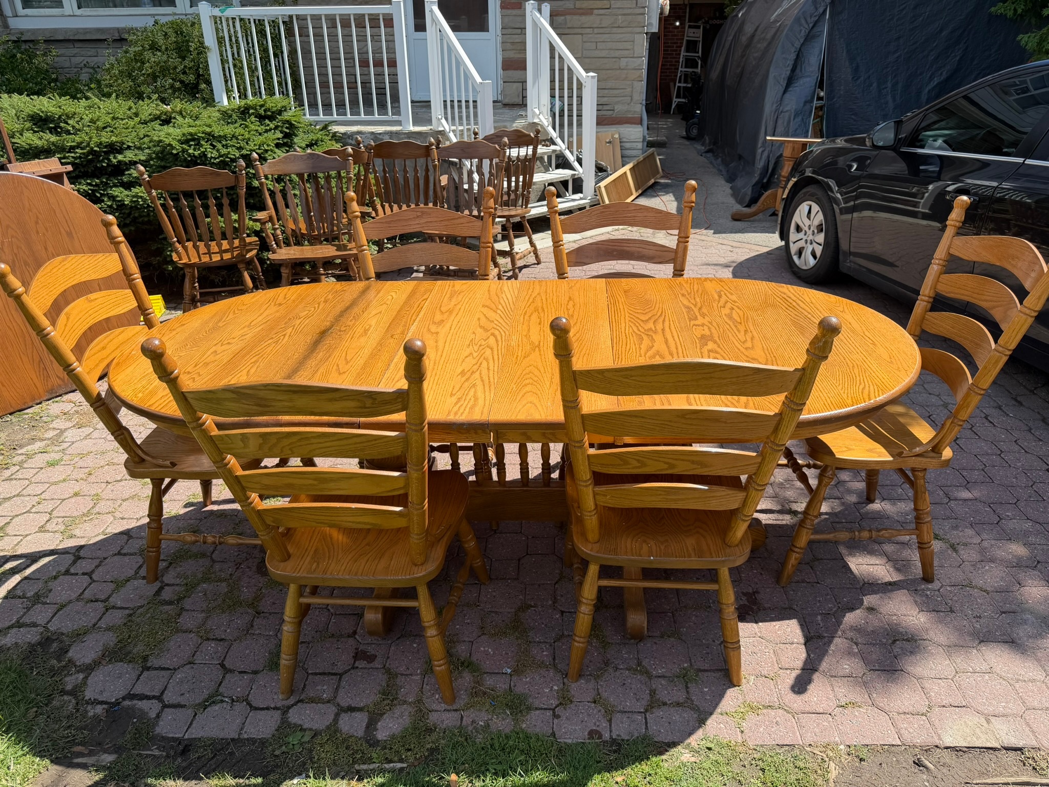 Solid Oak Dining Table and Chairs - photo 5