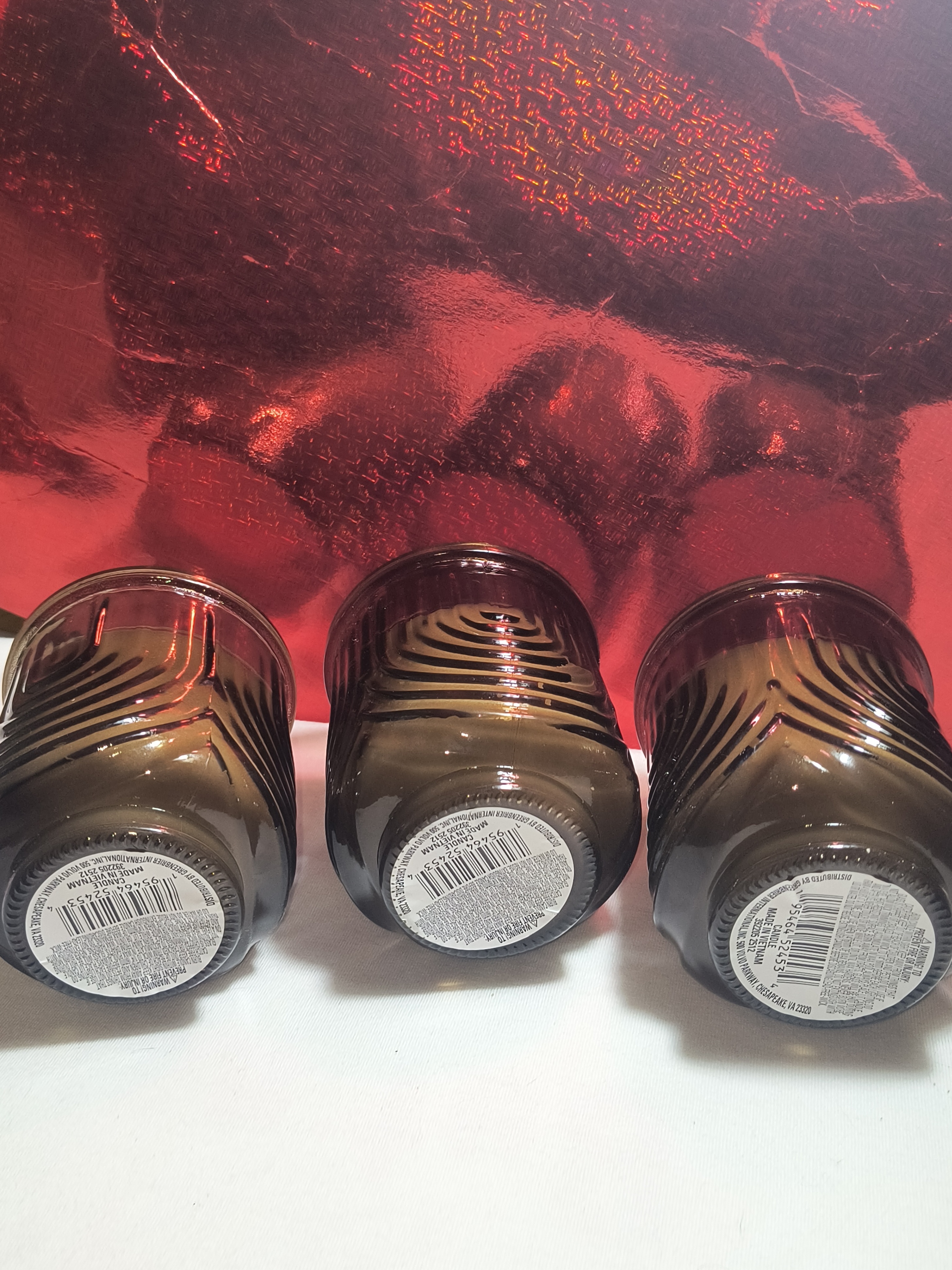 3x for 1 Amber Glass Ribbed Scented Wax Candles Topless! - photo 3