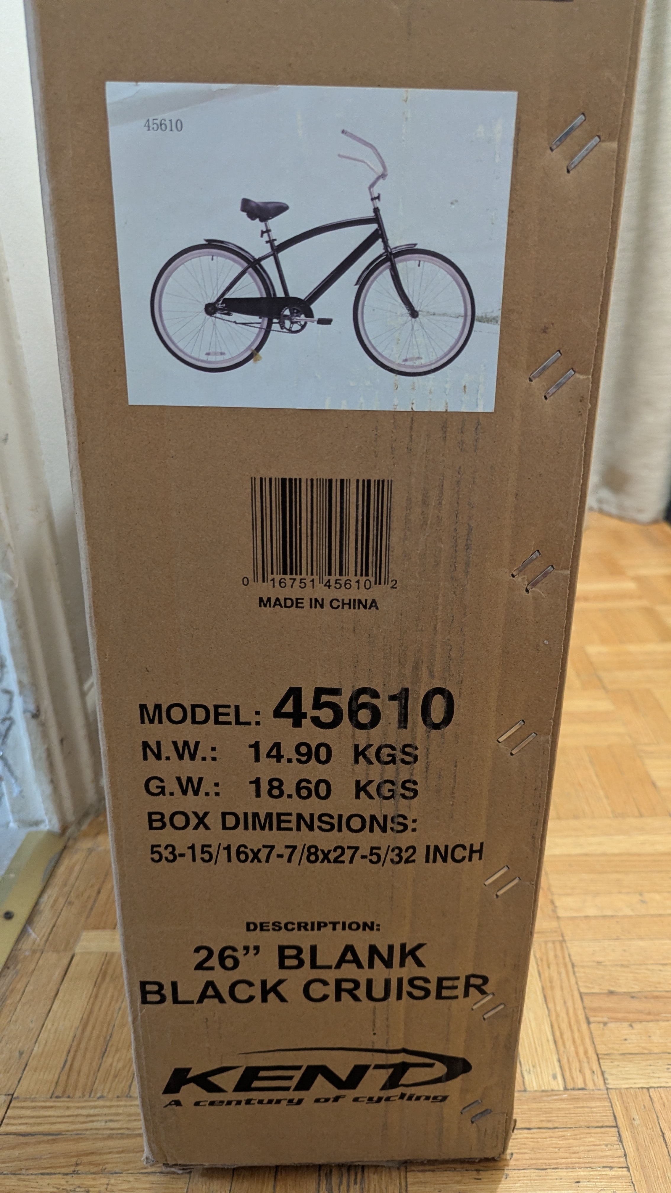 NEW 26" Kent Blank Black Cruiser Bike Bicycle in box - photo 3