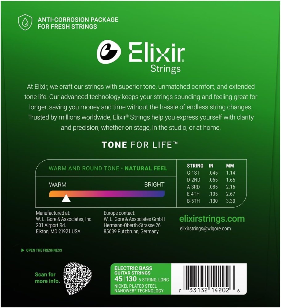 Elixir NANOWEB 5-String Bass Strings 45-130 - photo 2
