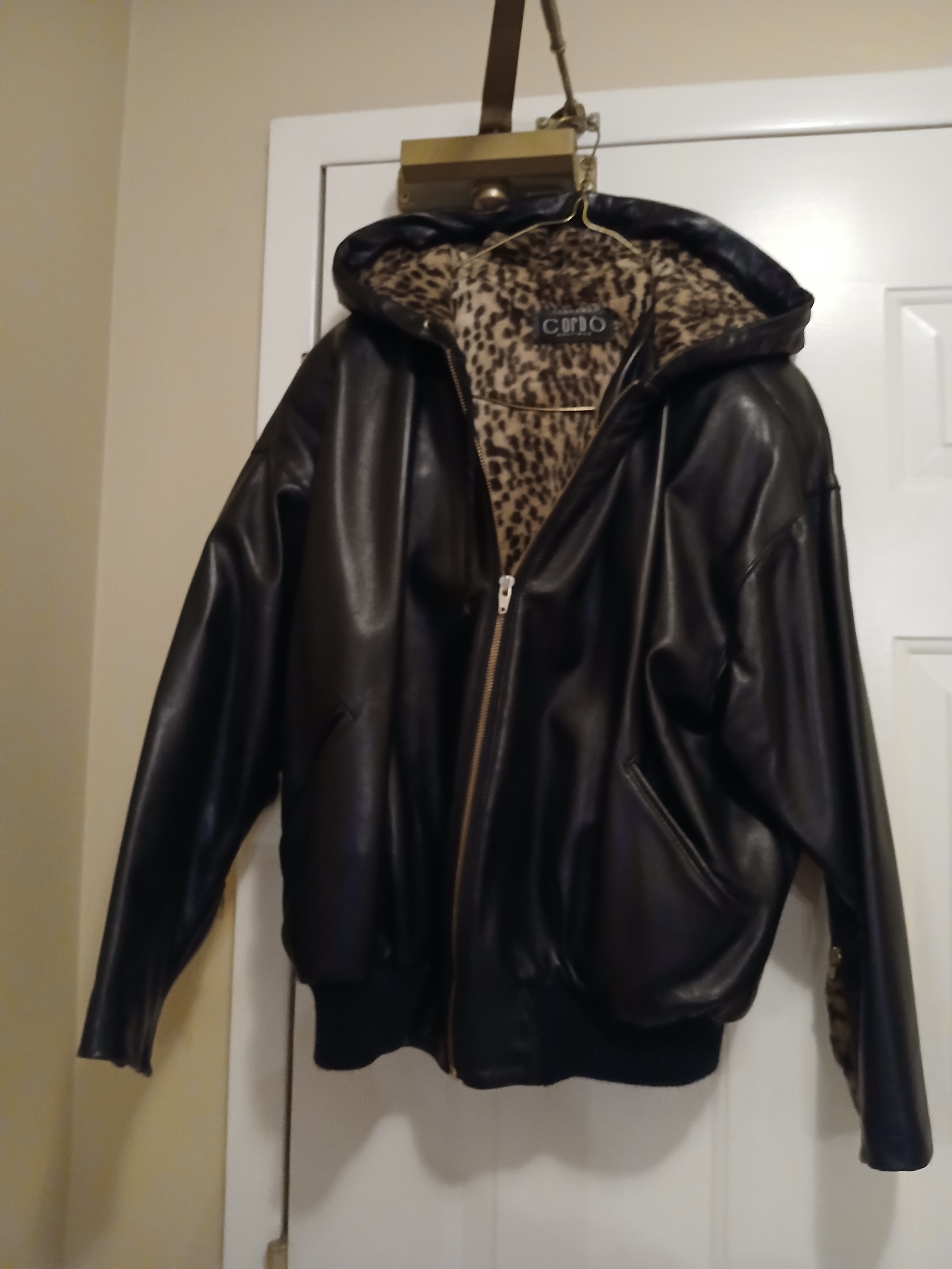 Corbo Faux Leather Hooded Bomber Jacket - photo 3