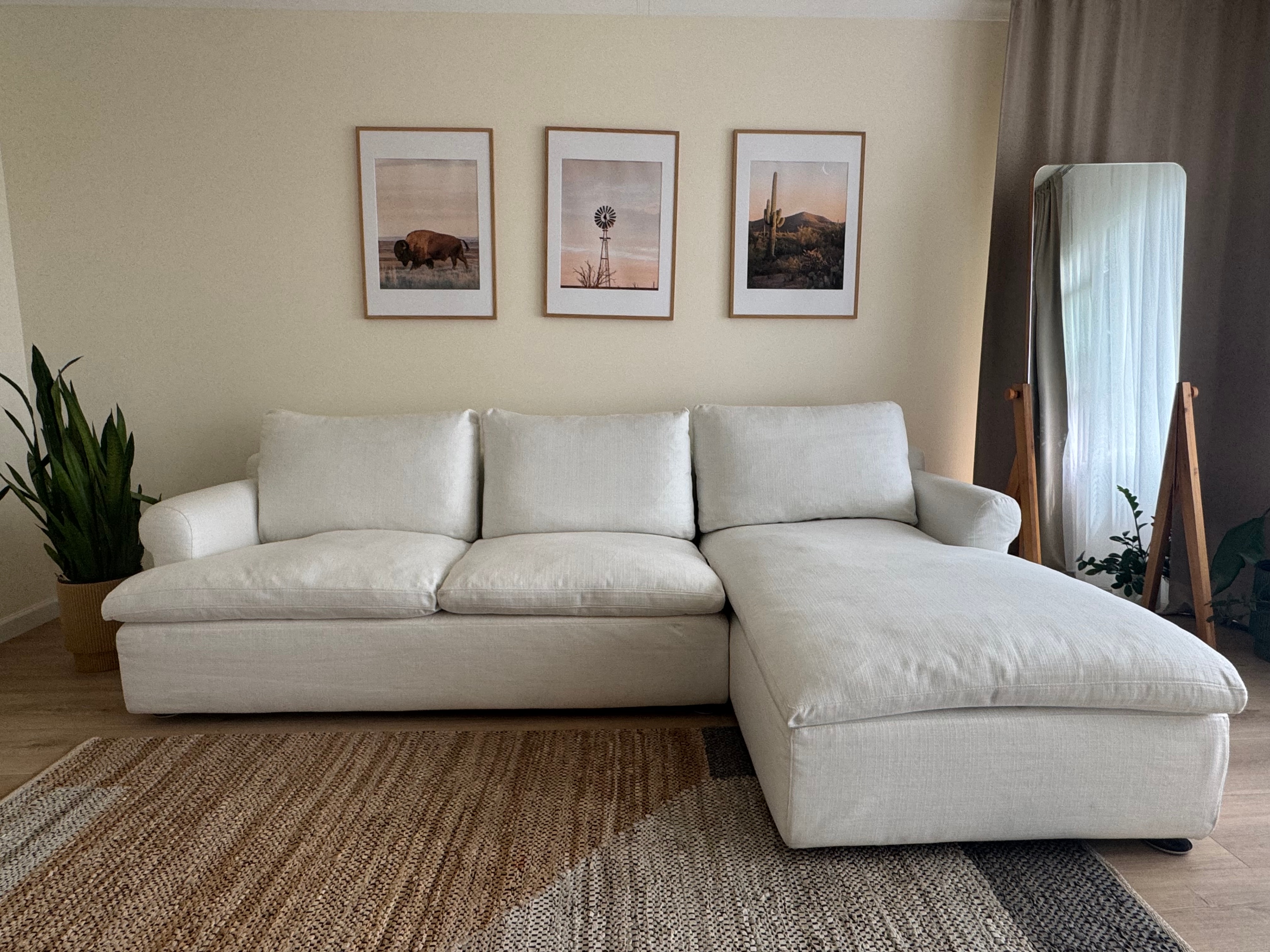 Pottery Barn Newport Sectional Sofa – Ivory Basketweave, Chaise