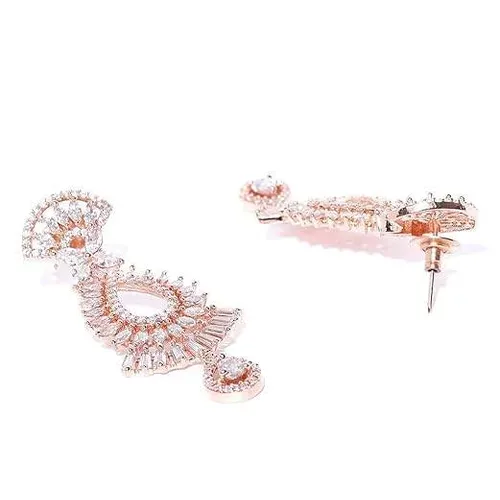 Rose Gold Tone Choker Necklace and Earring Set with White Stones - photo 3