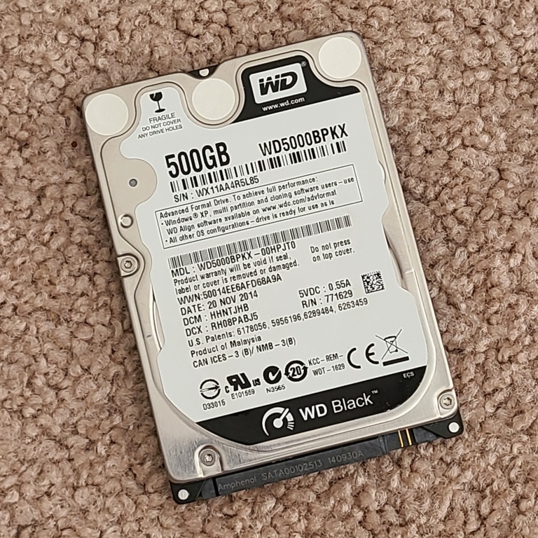 Western Digital 500GB 7200RPM 2.5-inch Internal Hard Drive