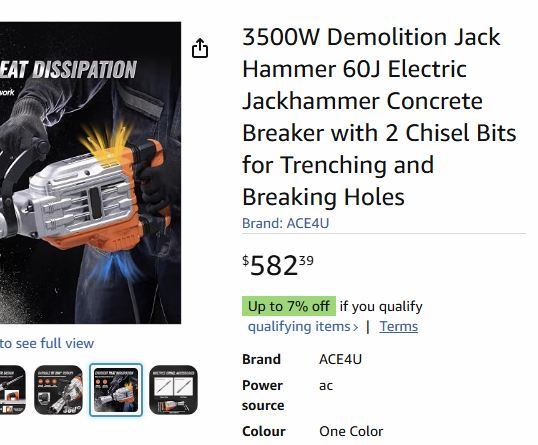 37. LIKE NEW 3500W Electric Jack Hammer with 2 Chisels - photo 4