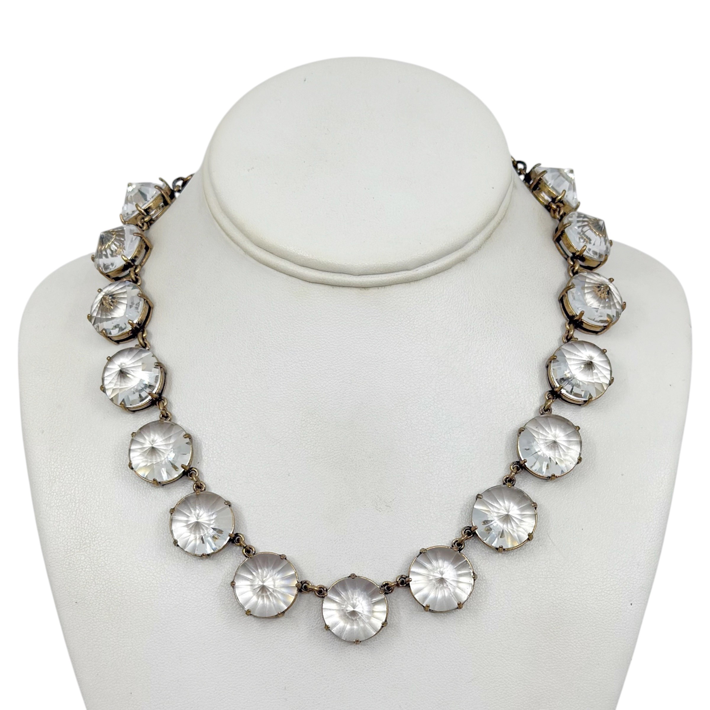 J. Crew Brass tone 16mm rivoli cut crystal necklace - photo 2