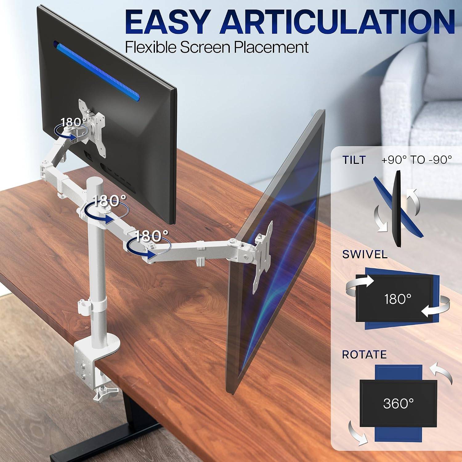 New VIVO White Dual 13 to 27 inch Monitor Desk Mount Stand - photo 3