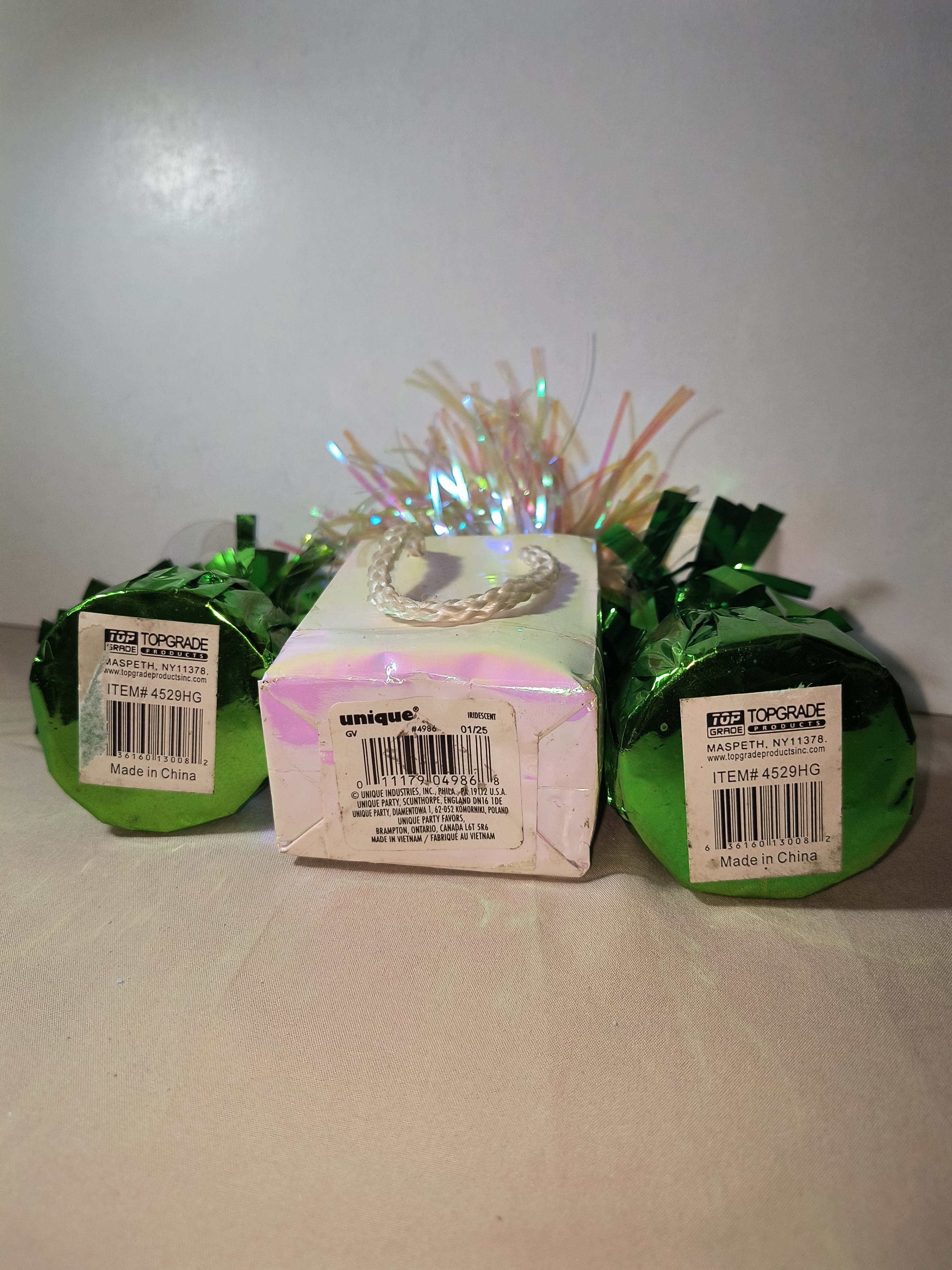 3x Party Balloon Weight Lot: Iridescent Gift Bag & Foils!