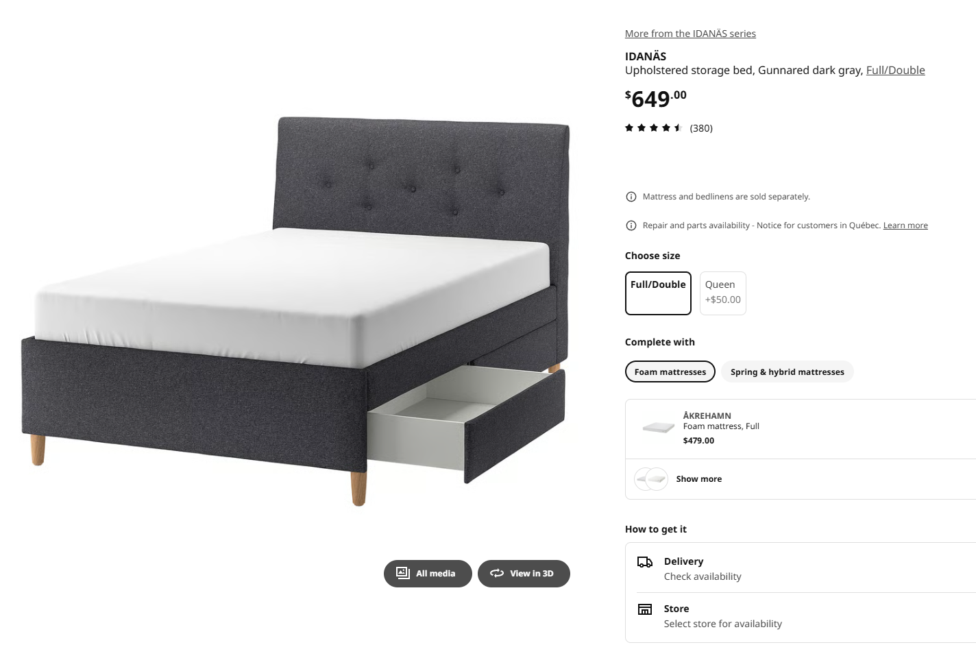 IKEA IDANÄS Upholstered storage bed (size FULL/DOUBLE) - photo 2