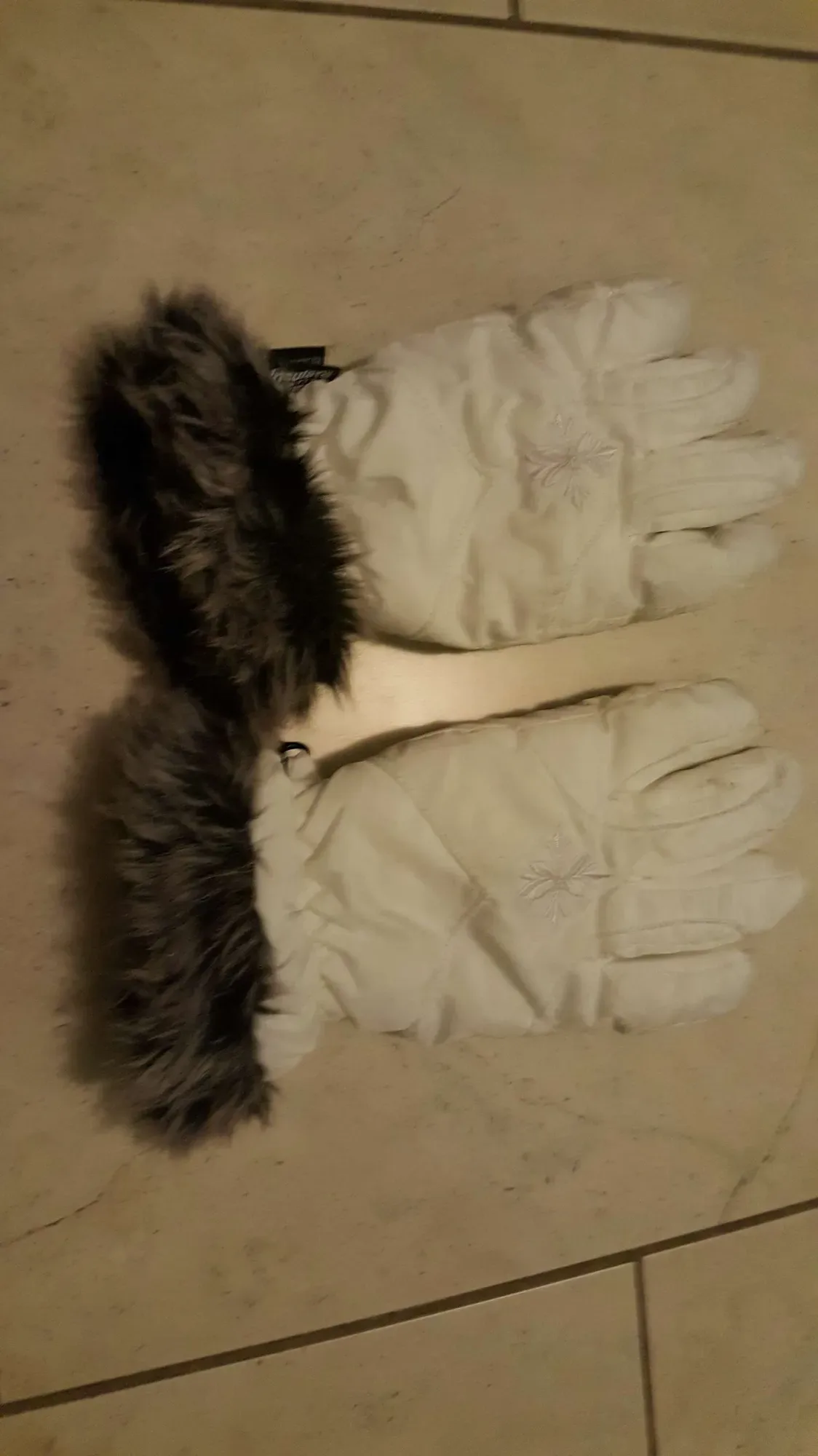 warm white winter gloves -- show signs of use/wear (see pics ...