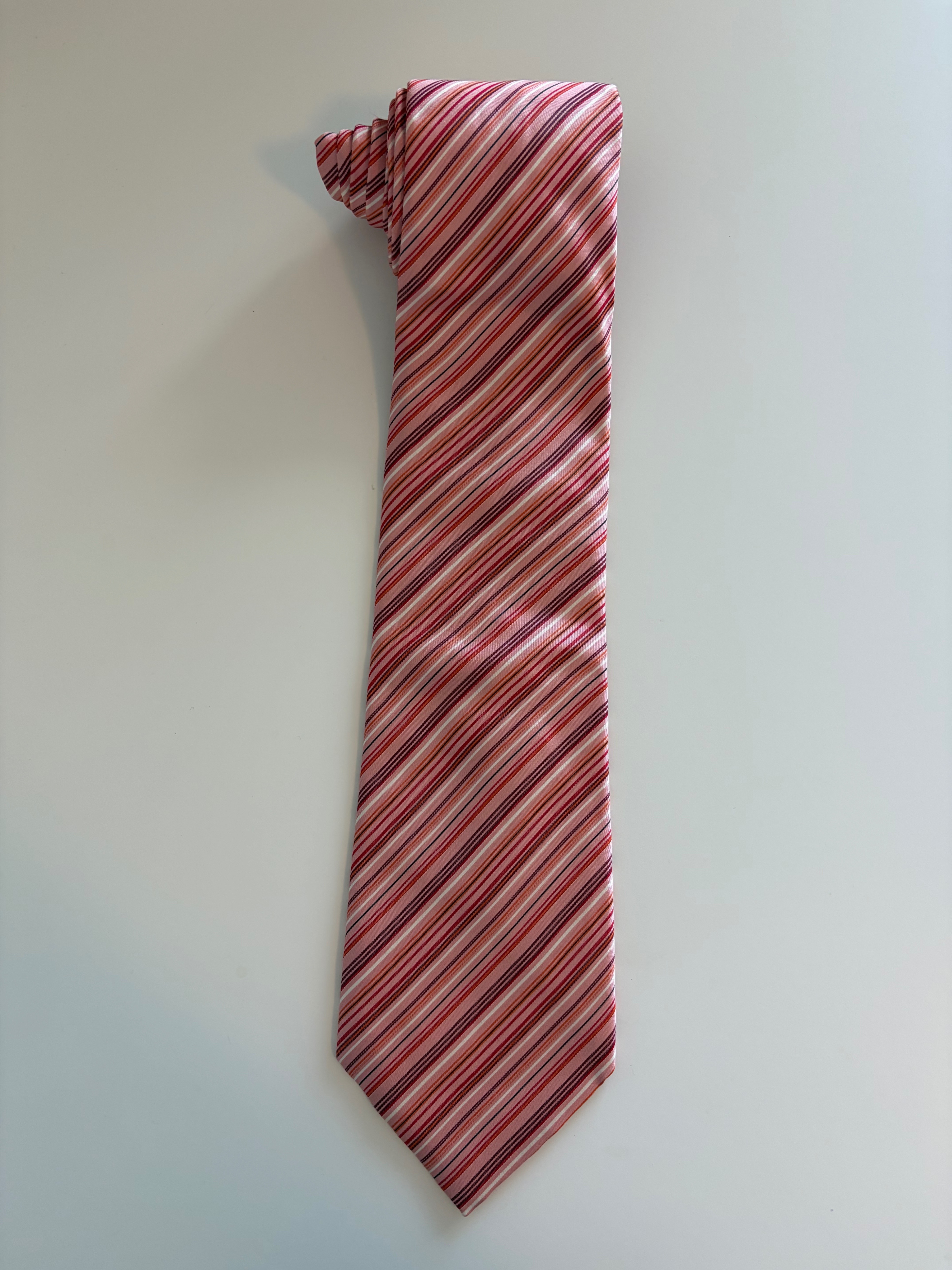 Lacoste Pink Multicolor Striped Silk Tie 100% Silk - photo 3