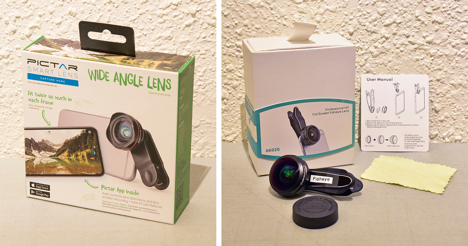 18mm Wide Angle + Fisheye Phone / Tablet Clip-on Lenses (new)