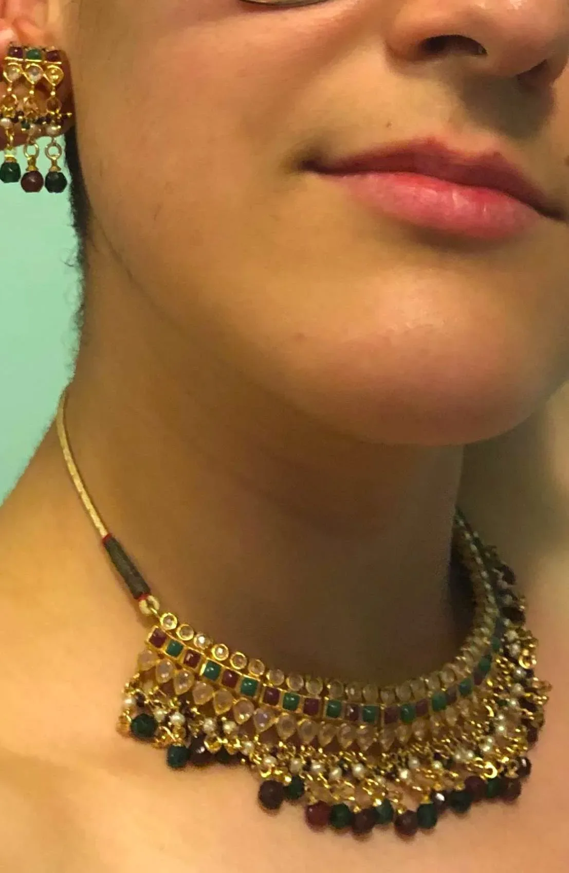 Stunning Vintage Beaded Necklace Earrings Set