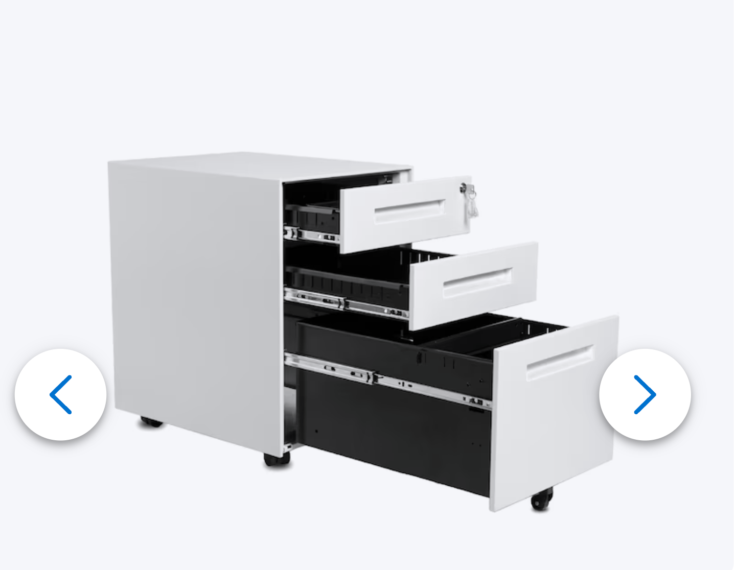 Modern White Mobile Steel File Cabinet with 3 Drawer & Lock/Key - photo 4
