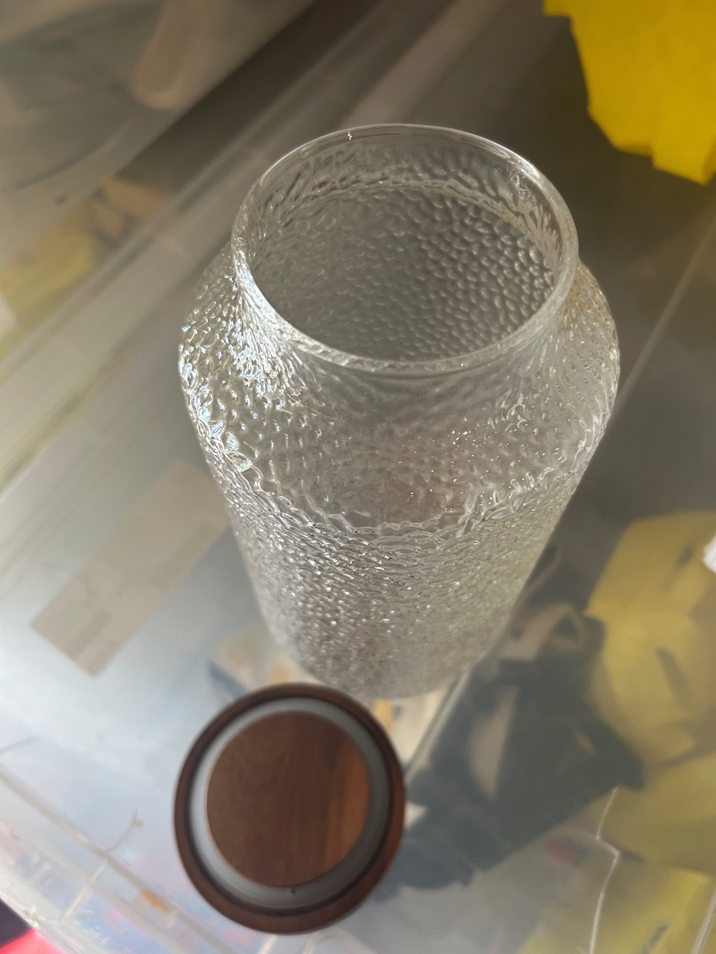 Textured Glass Storage Jar, Walnut Lid - photo 5