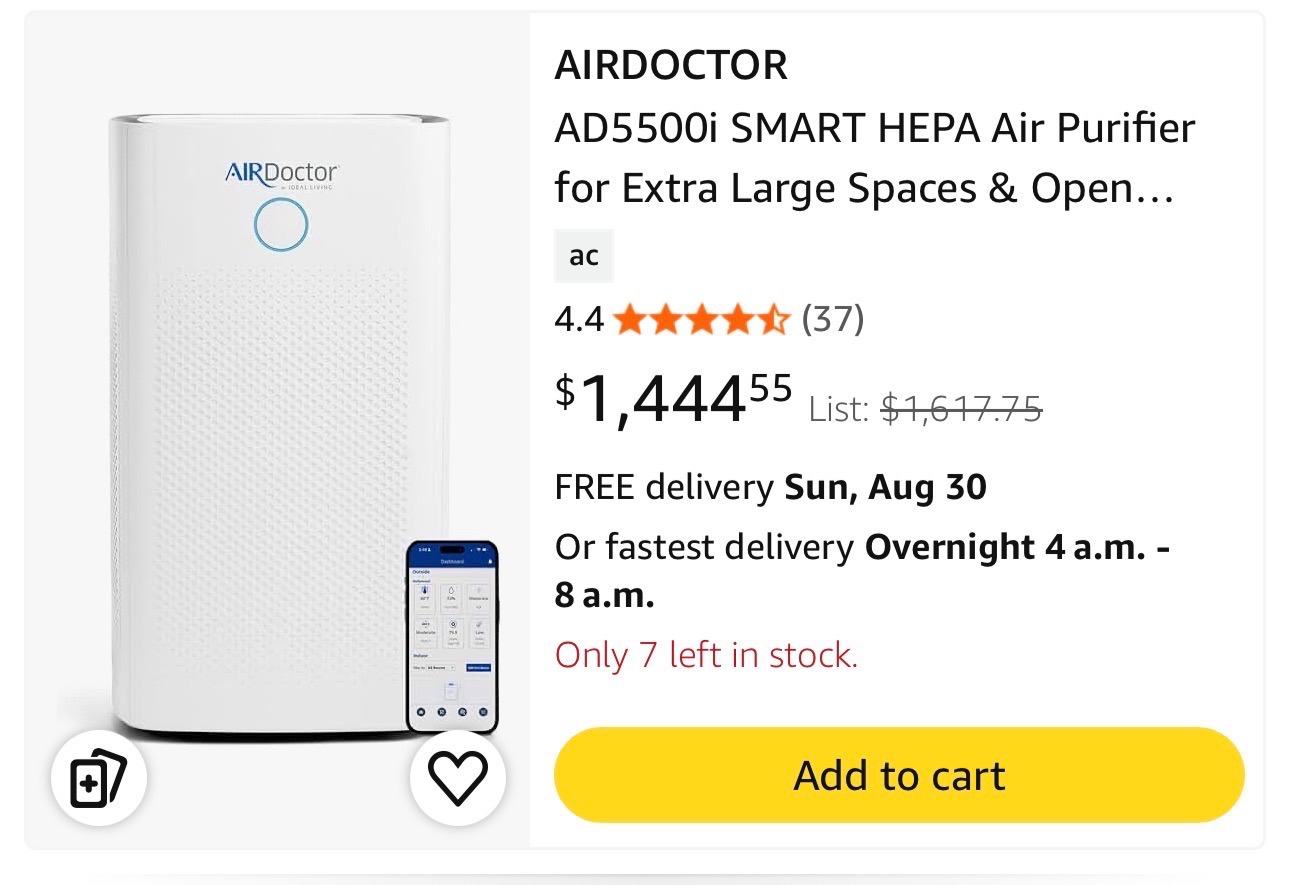SMART Air Purifier Extra Large Spaces HEPA Carbon & VOC filters - photo 2