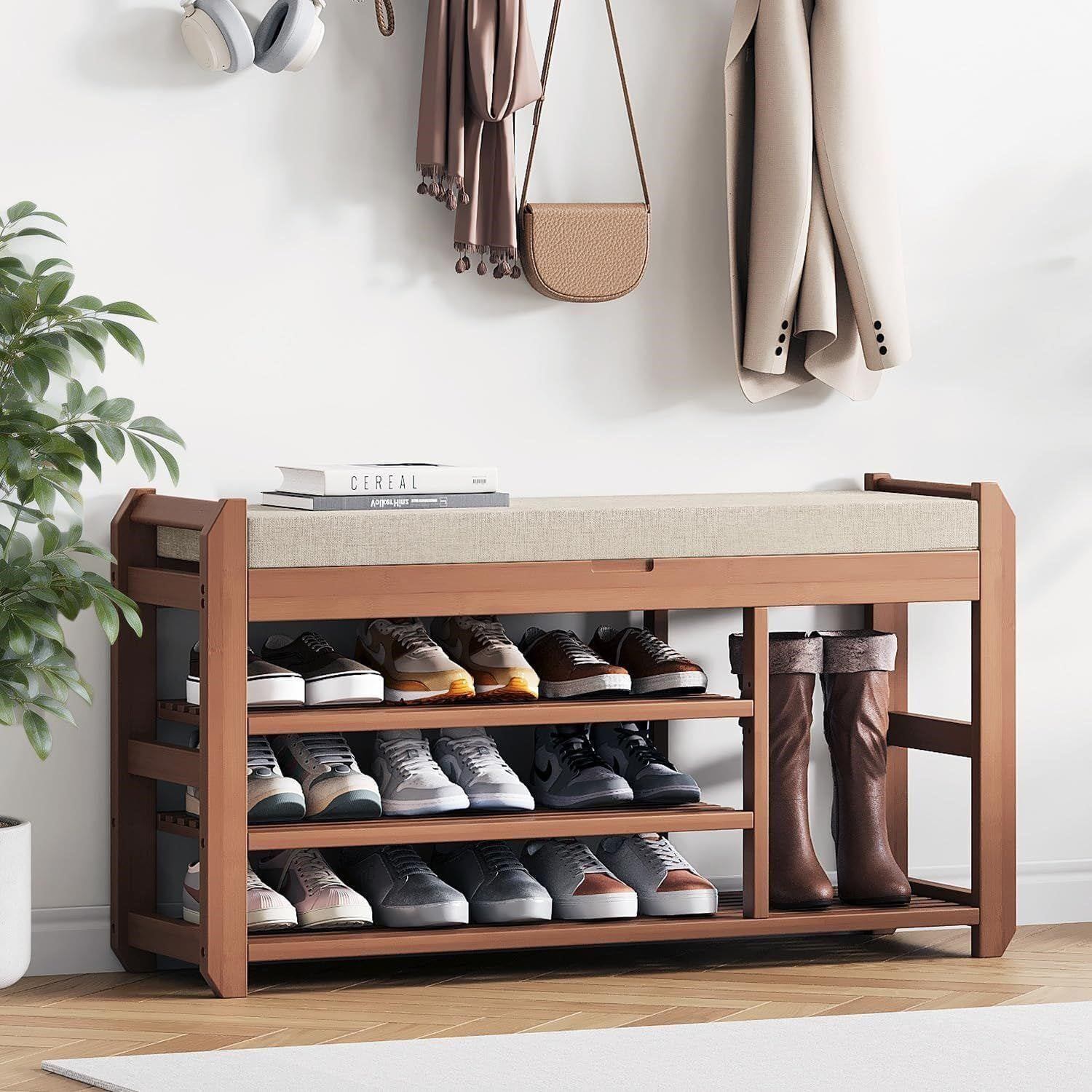 3-Tier Shoe Bench with Storage and Seating