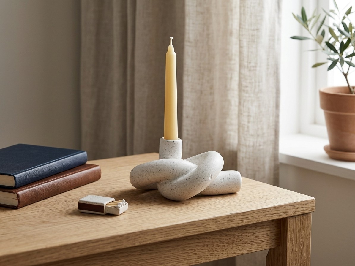 White Knotted Candle Holder - photo 5