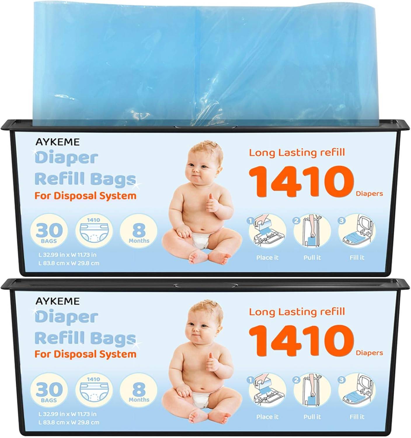 NEW~ Diaper Pail Refill Bags 60ct Compatible with Genie