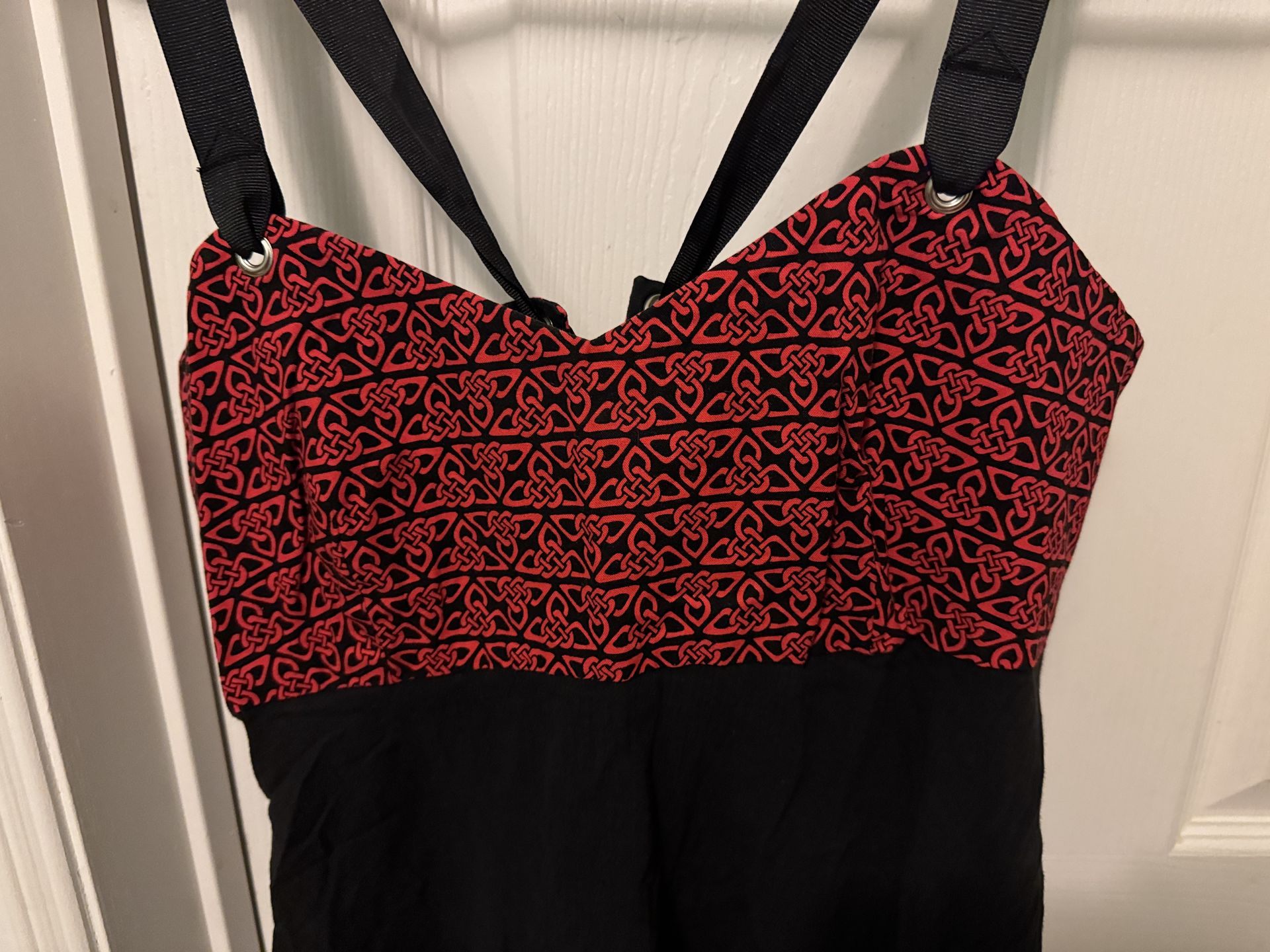 Black and Red Halter Top with Lace-Up Back - photo 4
