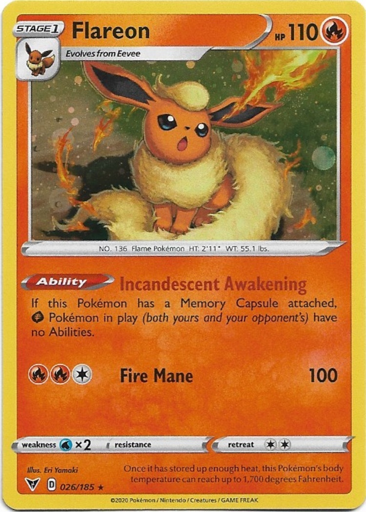 Pokemon Flareon 026/185 Vivid Voltage NM