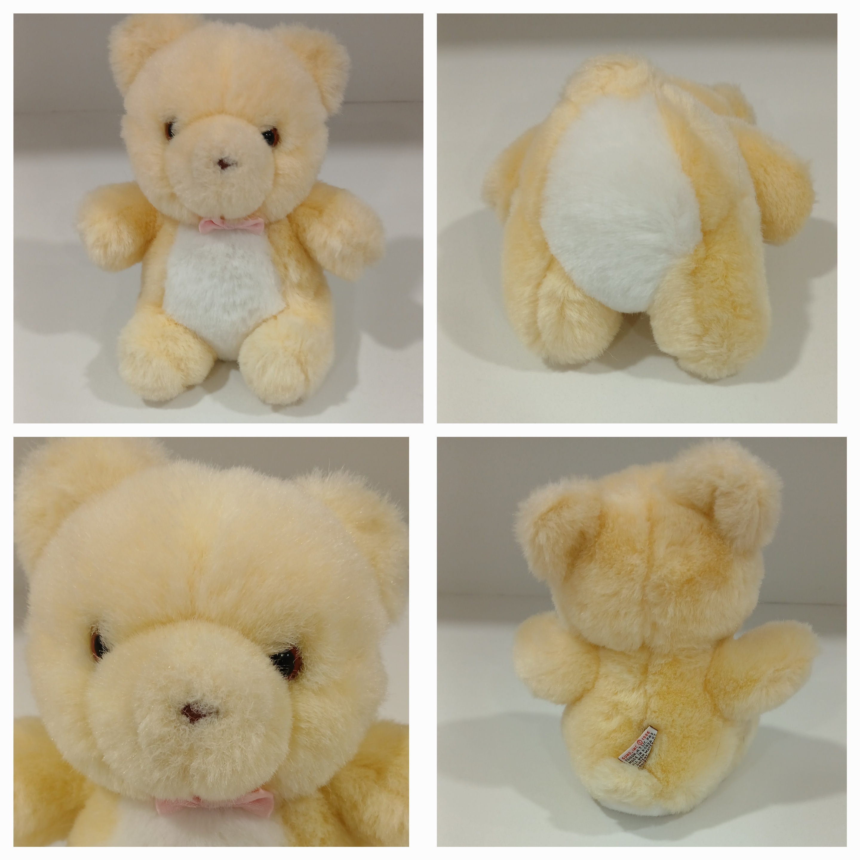 GUND Teddy Bear Plush, Yellow & White Like New ,8 in.