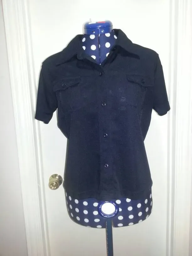 Black Button Up Short Sleeved Shirt - Club Monaco (Size Medium)