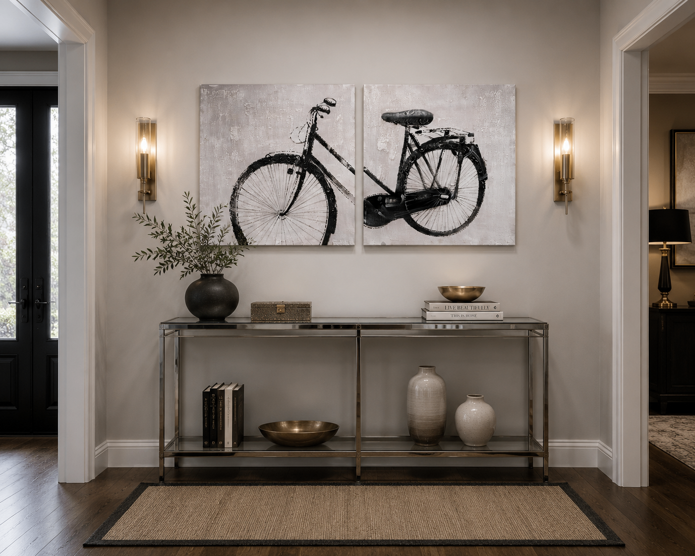 Textured Bicycle Diptych: Set of 2 Canvases (100cm x 100cm each) - photo 2