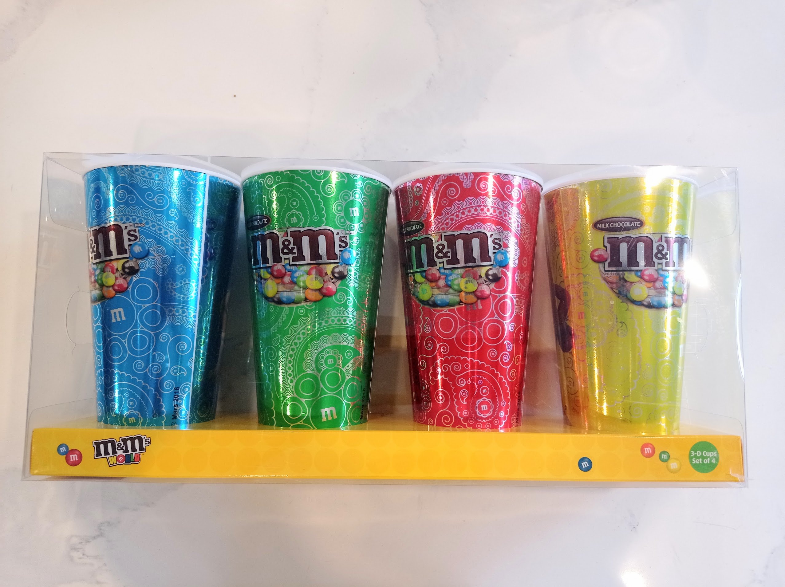 Brand New In Box: M&M’s Set of 4 Collectible 3D Cups / Tumblers