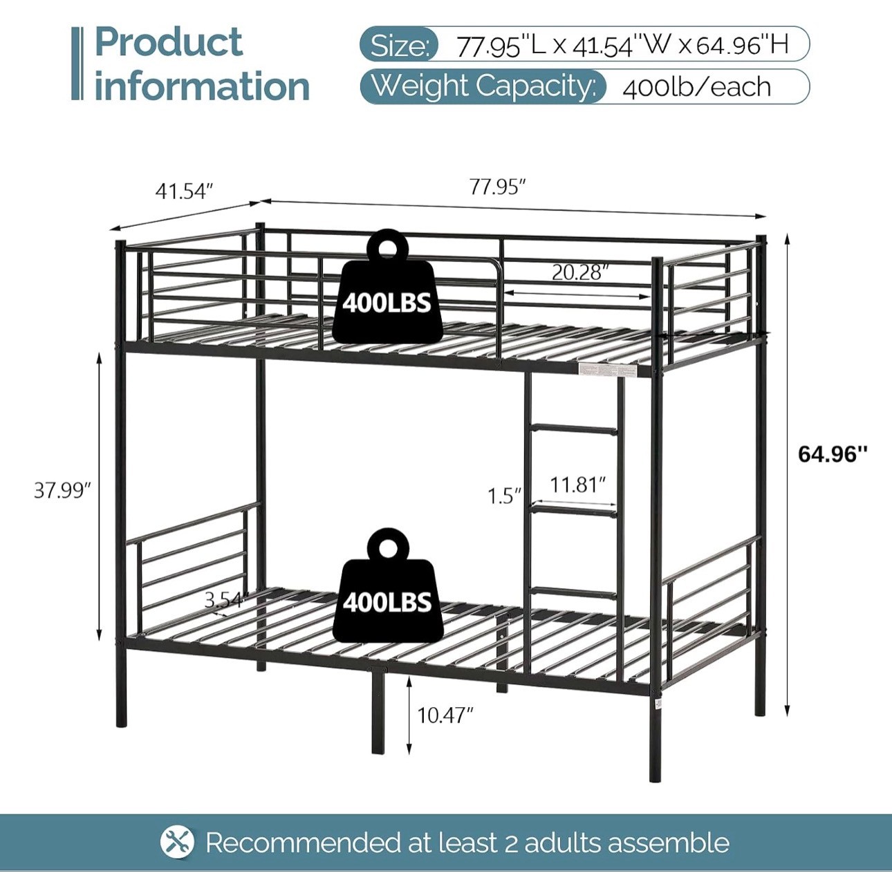 READ: Metal Bunk Bed Twin Over Twin Heavy Duty Bed Frame - photo 3