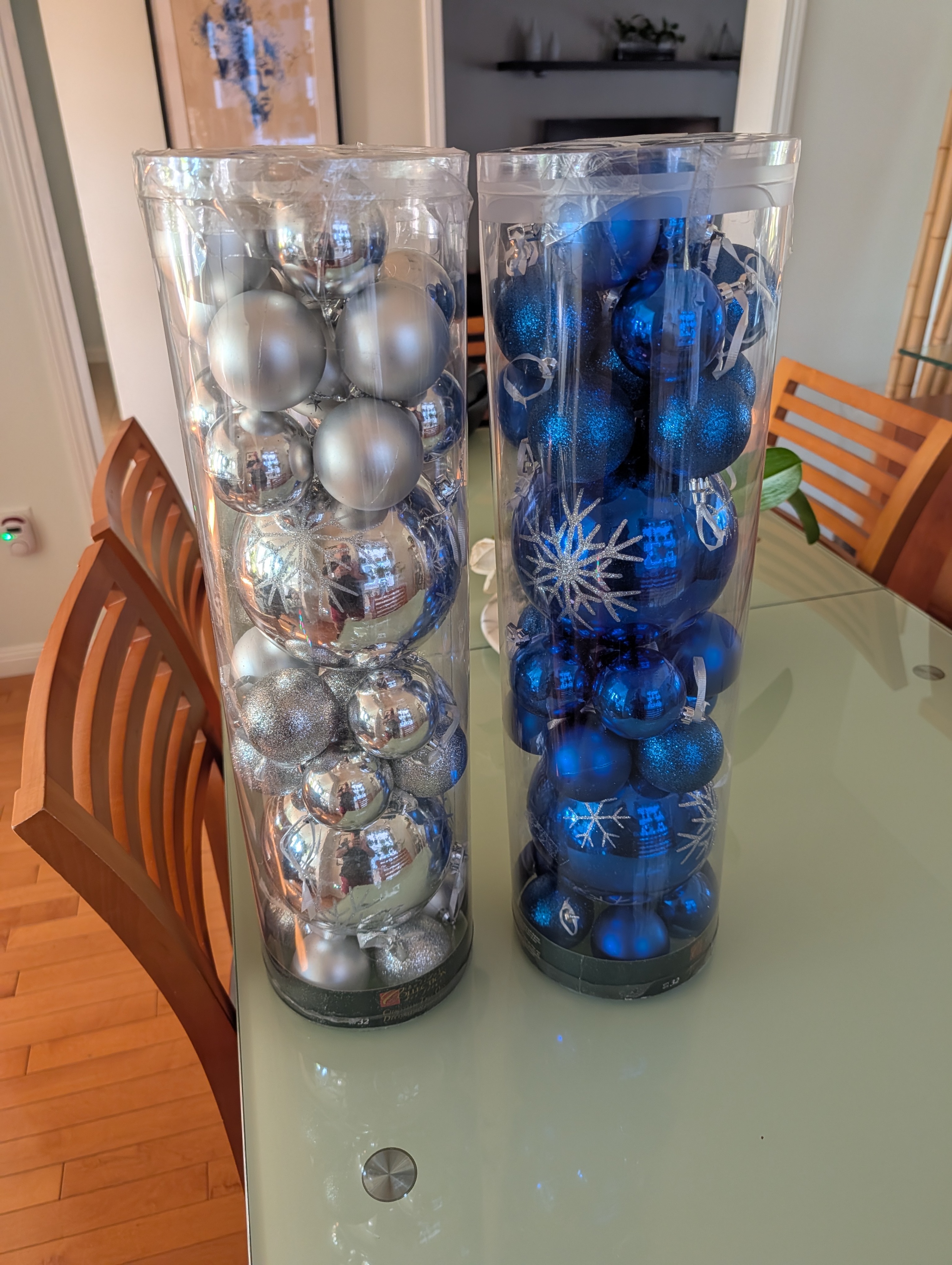 Blue and Gray Christmas Ornaments - Set of 20