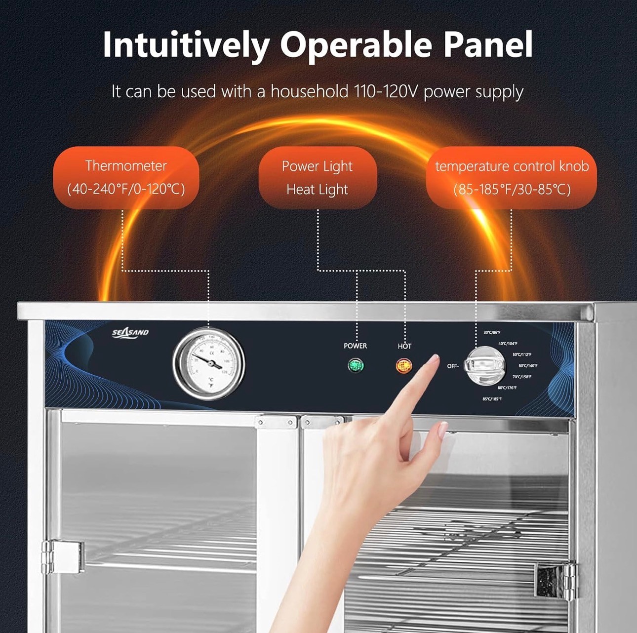 Electric Catering Food Warmer 5-Shelfs Countertop Heated Cabinet - photo 5