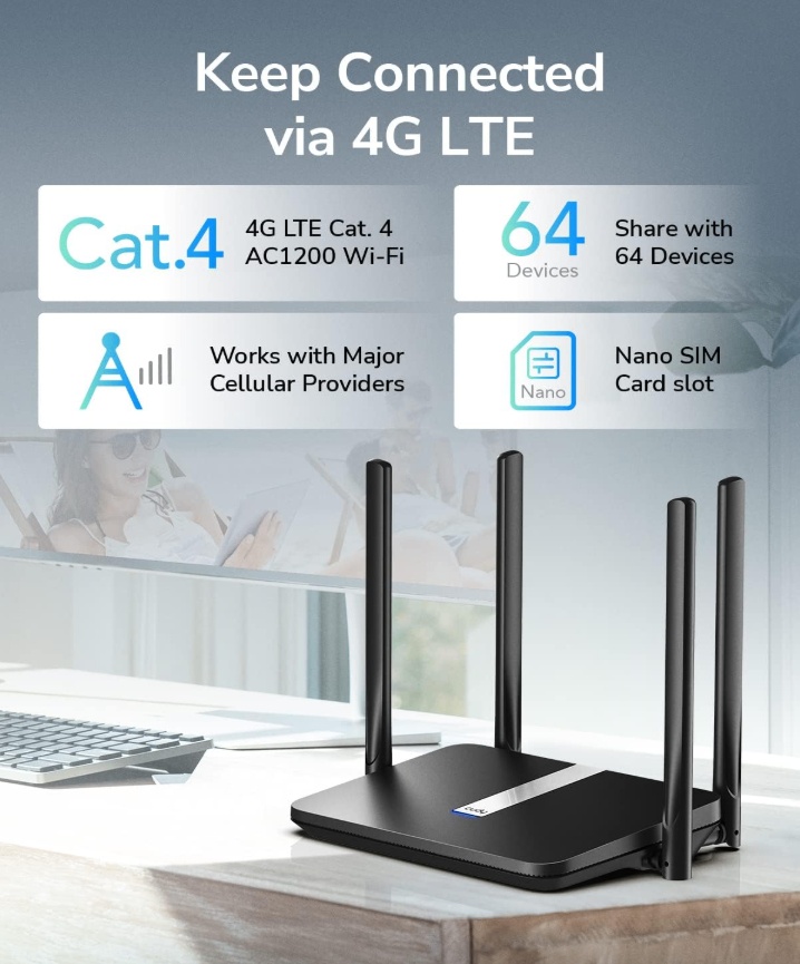 BRAND NEW  Cudy 4G LTE Cat 4 AC1200 Wi-Fi 5 Router (LT500) - photo 2
