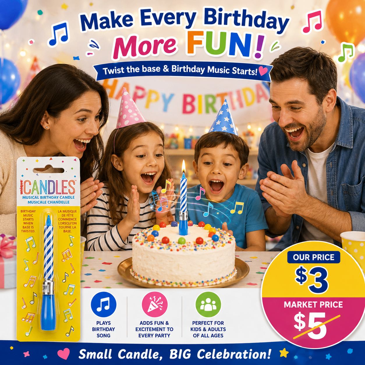 Musical Birthday Candle | Plays Happy Birthday Song |