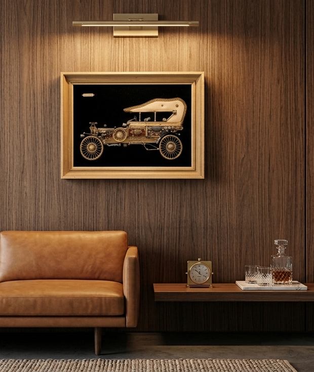 Vintage Framed 3D Car Sculpture – Metal Assemblage Art - photo 4