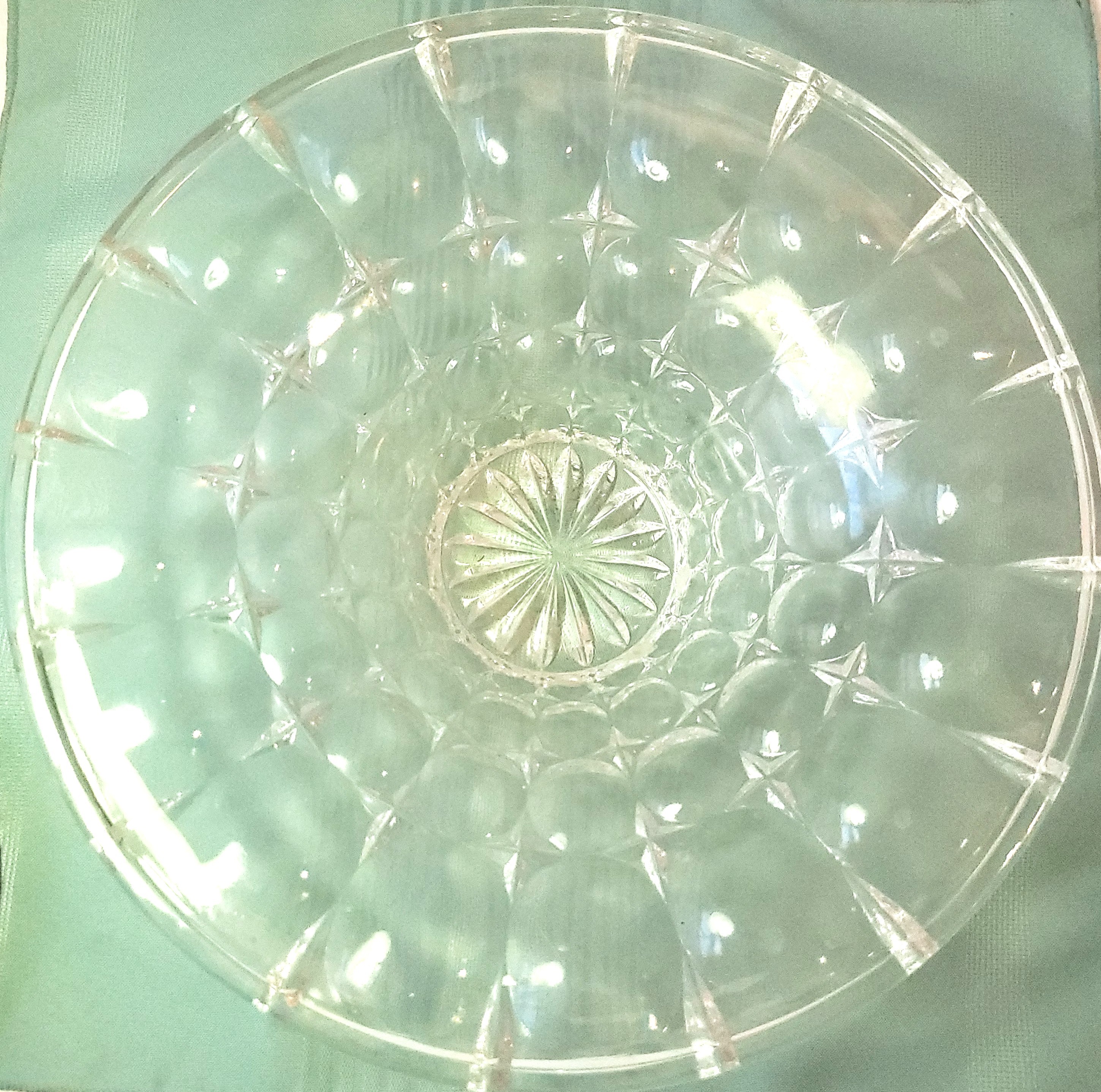 1960s Clear Pressed Glass Bowl Faux Floral Centerpiece - photo 2
