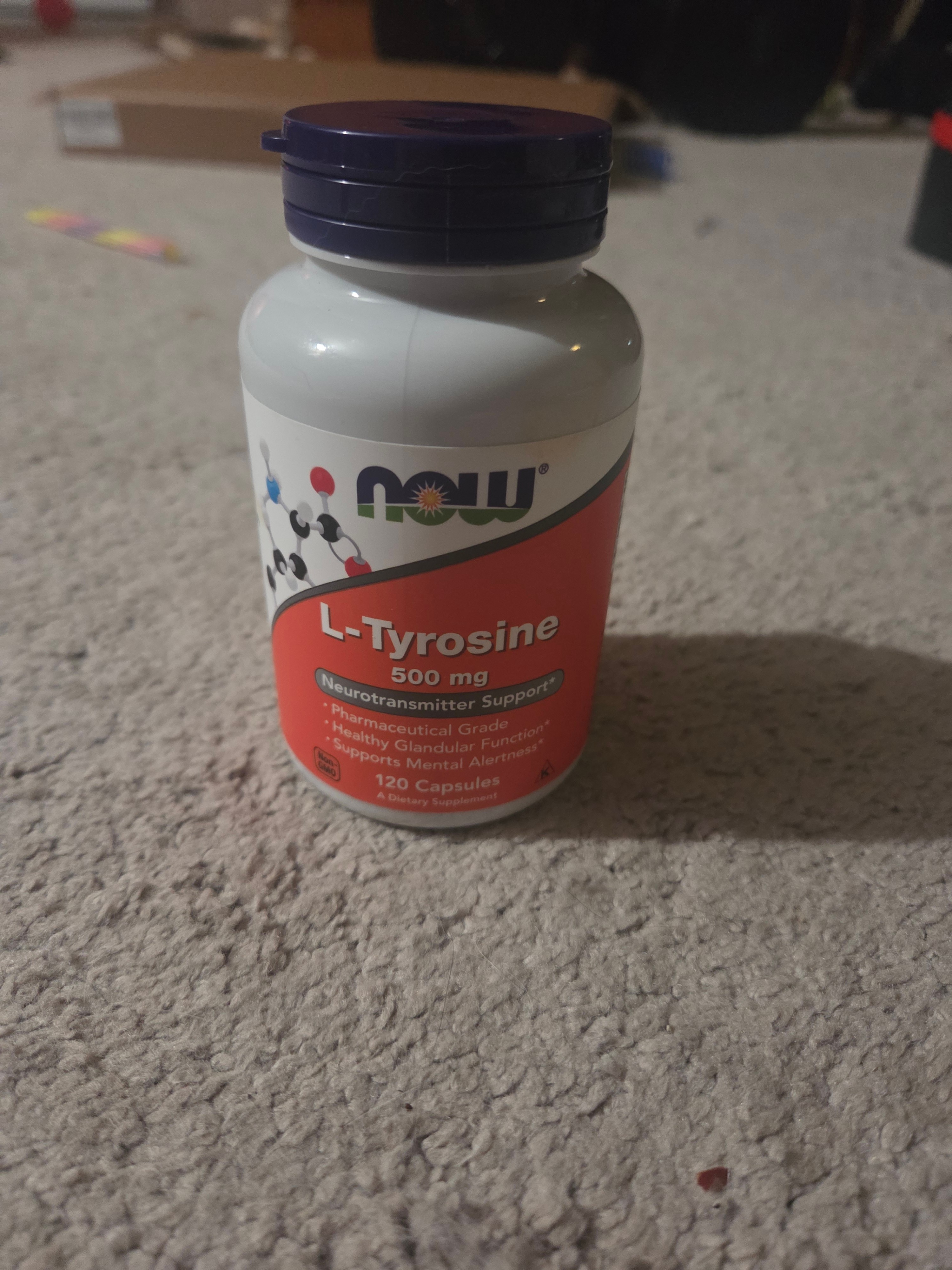 New/Sealed NOW L-Tyrosine 500mg (120 Capsules), Exp 2029