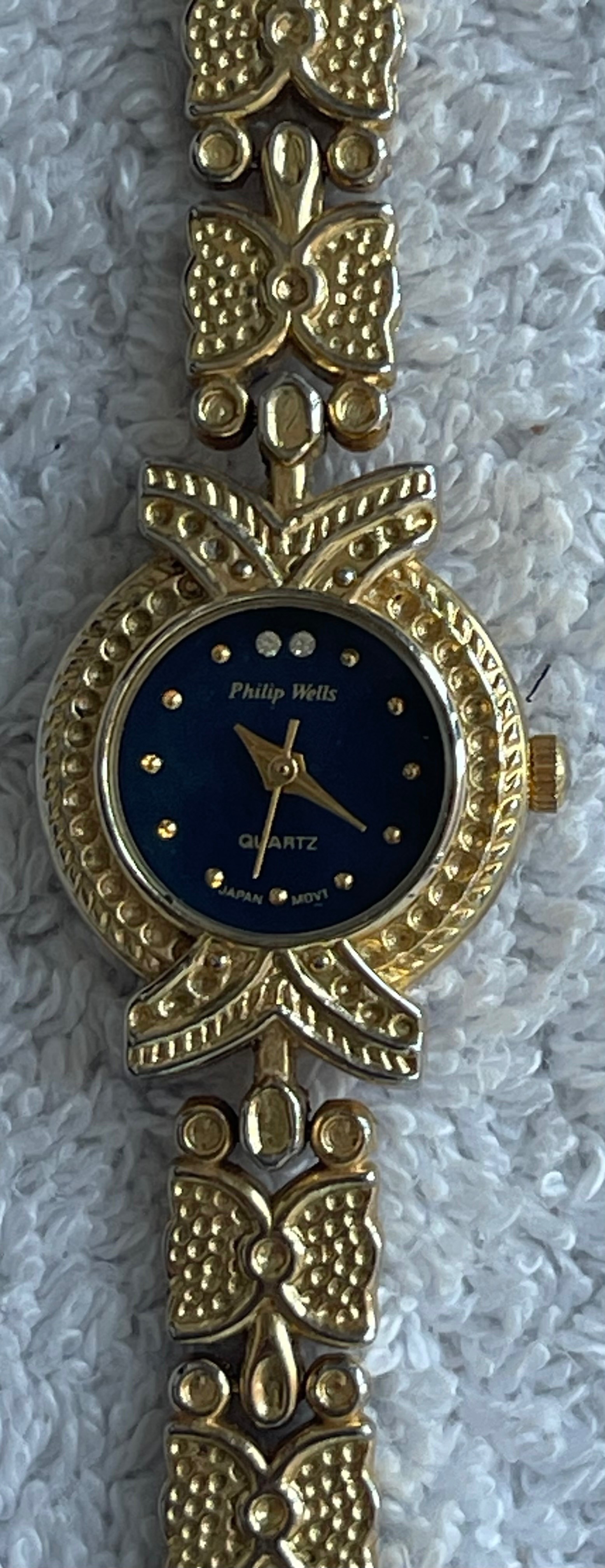 Vintage Philip Wells Gold Butterfly Link Watch (Needs Battery) - photo 2