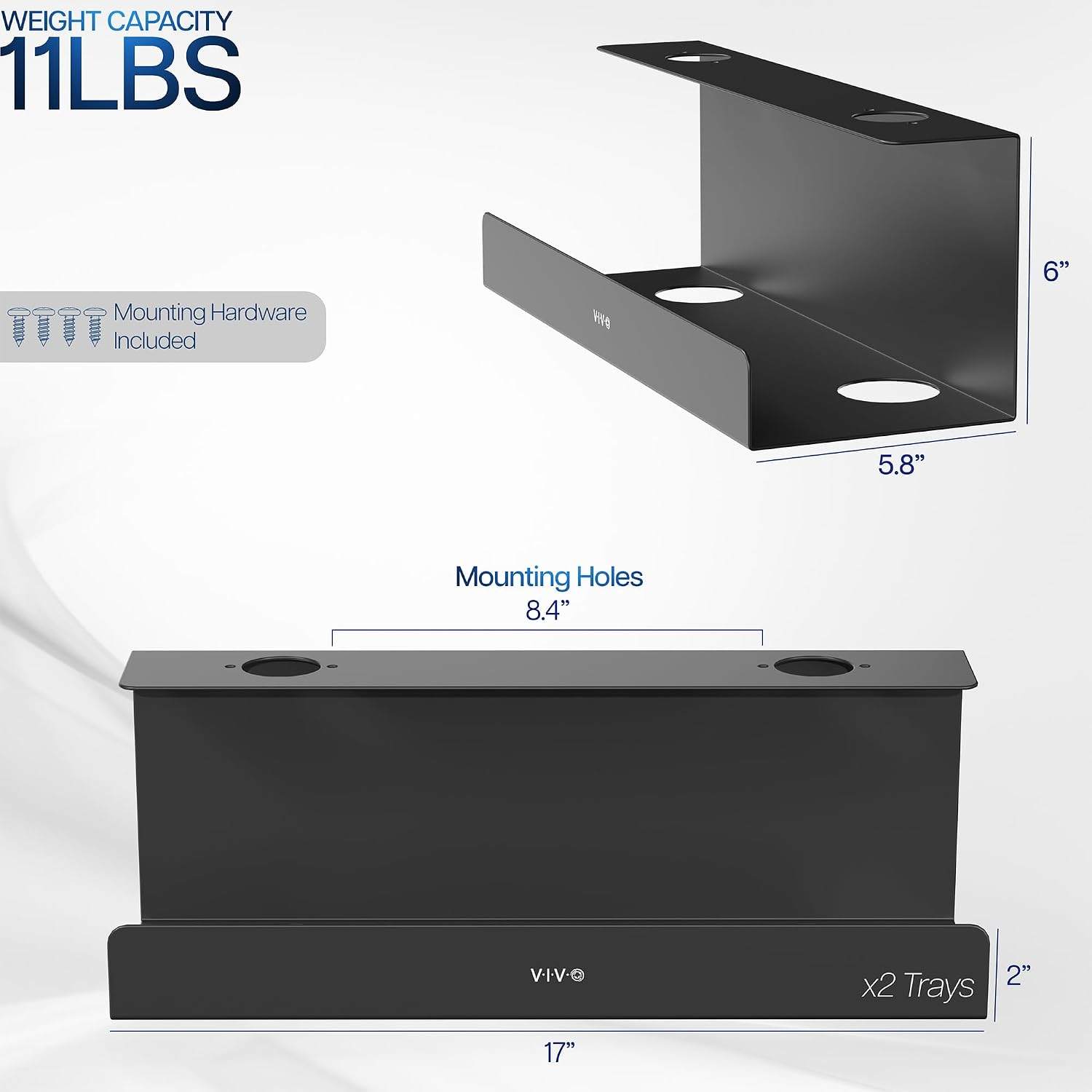 New VIVO 2 Pack Black 17 inch Extra Deep Cable Management Trays - photo 3
