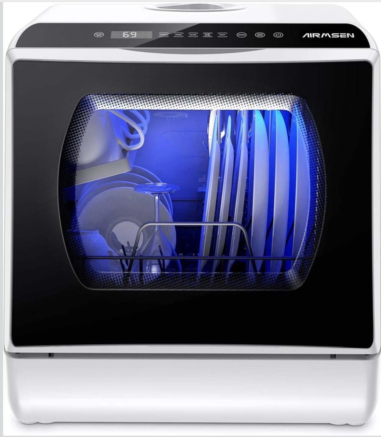 AIRMSEN Portable Countertop Dishwasher 6 Programs 75% Water Savi