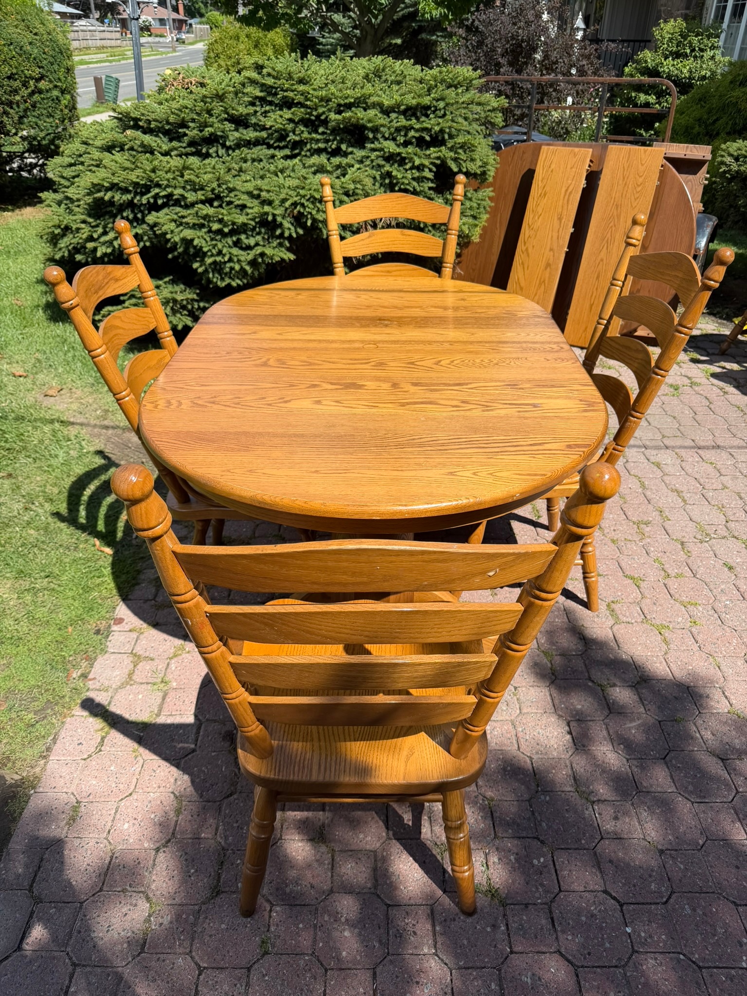 Solid Oak Dining Table and Chairs - photo 4