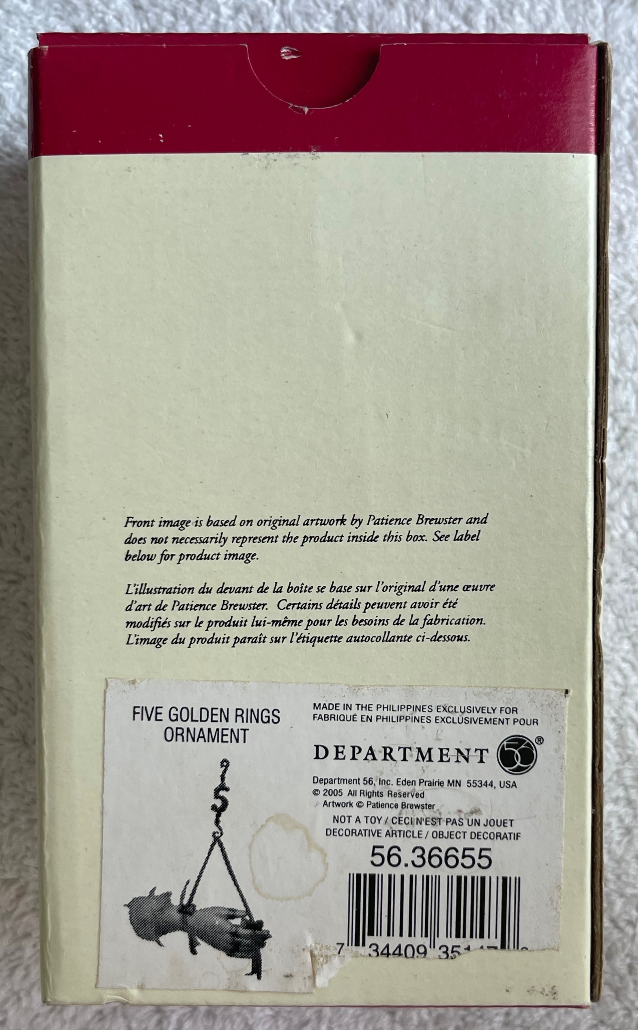 Vintage 2005 Dept 56 Patience Brewster 5 Golden Rings Ornament - photo 5
