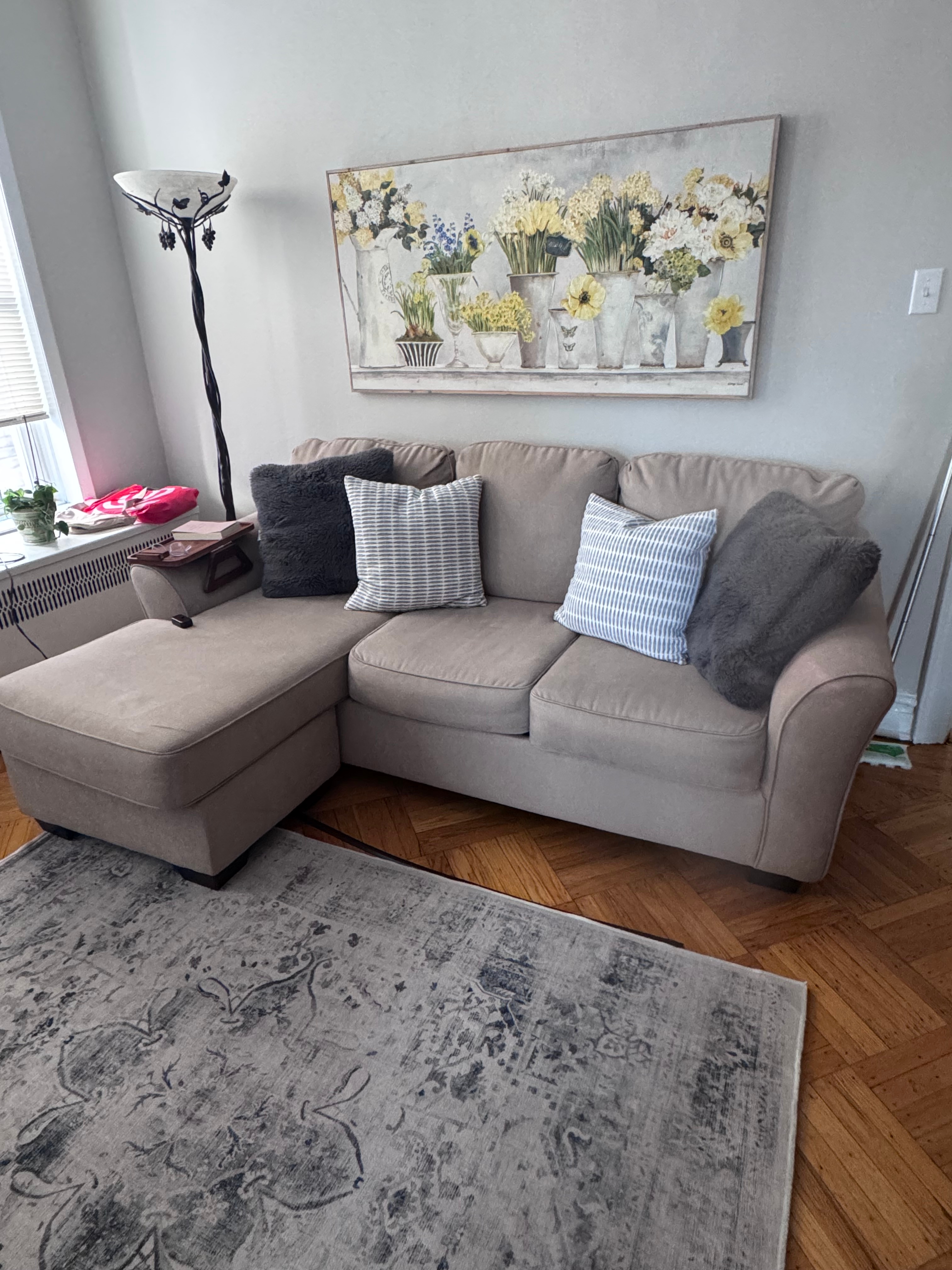 83" L x 38" D (approx) couch with adjustable chaise