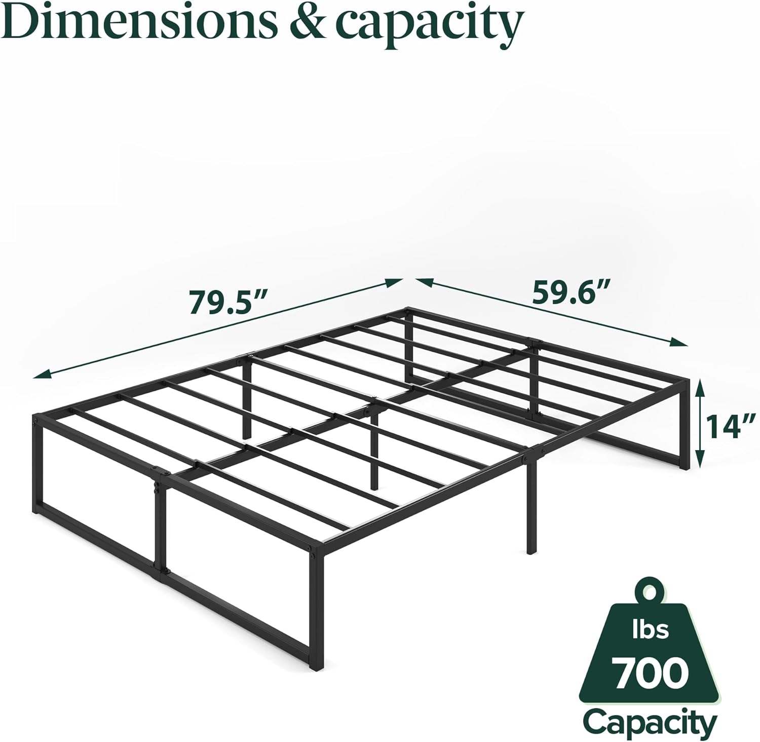 Like New Zinus Queen Metal Bed Frame &Vant Upholstered Headboard - photo 5
