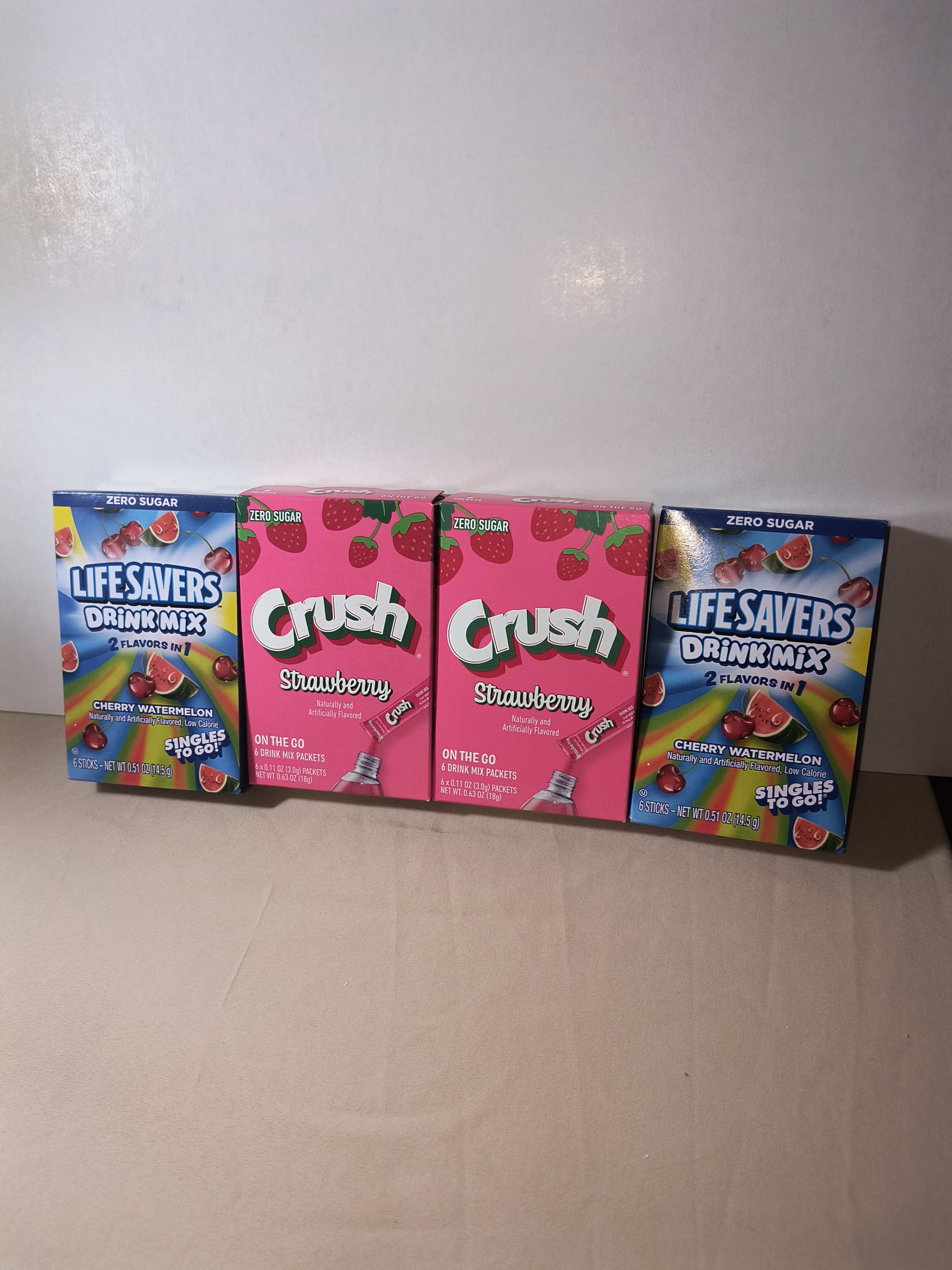 4 Pack LifeSavers Cherry Watermelon & Crush Strawberry! No Sugar