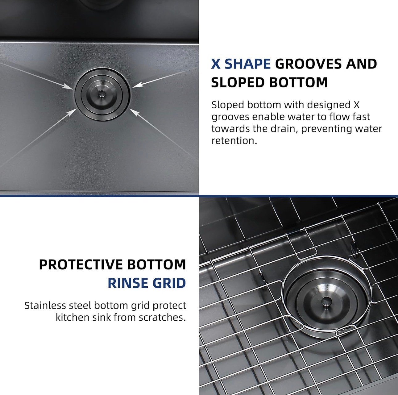 Black Kitchen Sink 30x22 Single Bowl 16 Gauge Stainless Steel - photo 5